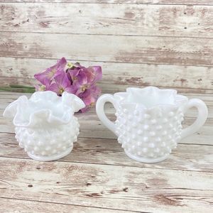 Vintage Fenton Hobnail Vase White Milk Glass